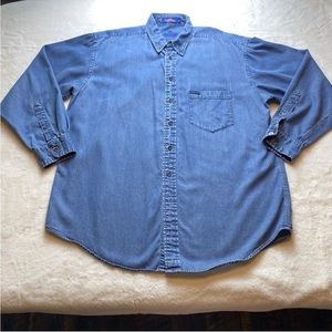 Pendleton Blue Denim Button Down Shirt Size Large